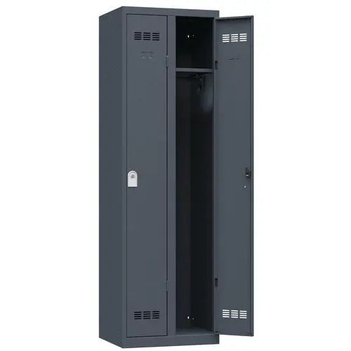 Vestiaire de bureau largeur 600 mm, coloris anthracite RAL 7016, fermeture à clé