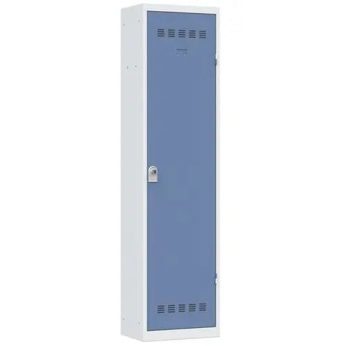 Vestiaire de couloir 1 porte, coloris porte bleue sur corps gris, moraillon porte-cadenas