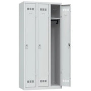Vestiaire de bureau 3 colonnes de 300 mm, coloris gris clair RAL 7035, fermeture à clé