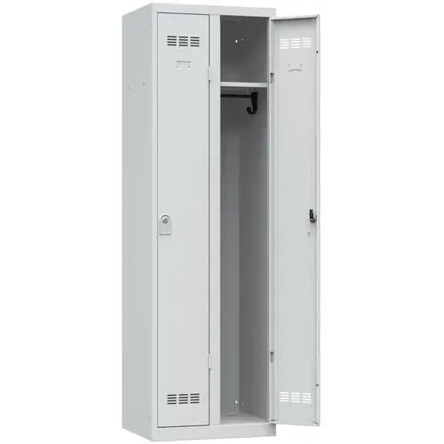 Vestiaire de bureau 2 colonnes de 300 mm, coloris gris clair RAL 7035, fermeture à clé