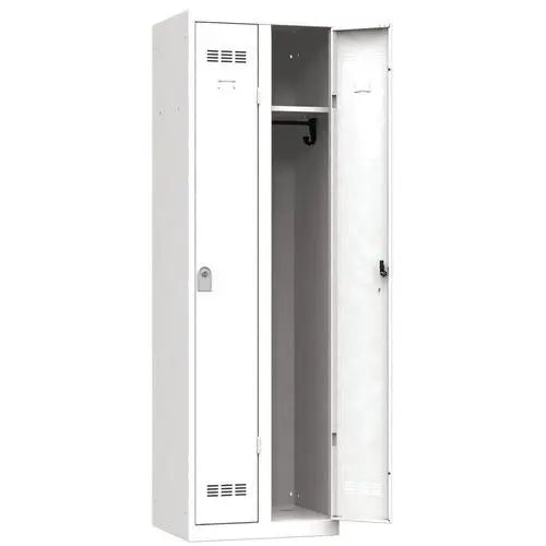 Vestiaire double de bureau H 198 cm, coloris blanc RAL 9010, fermeture à clé