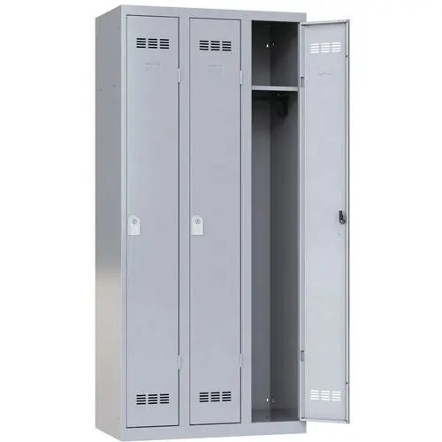 Vestiaire pour 3 collaborateurs, largeur 900 mm Vinco, coloris gris alu RAL 9006, fermeture à clé