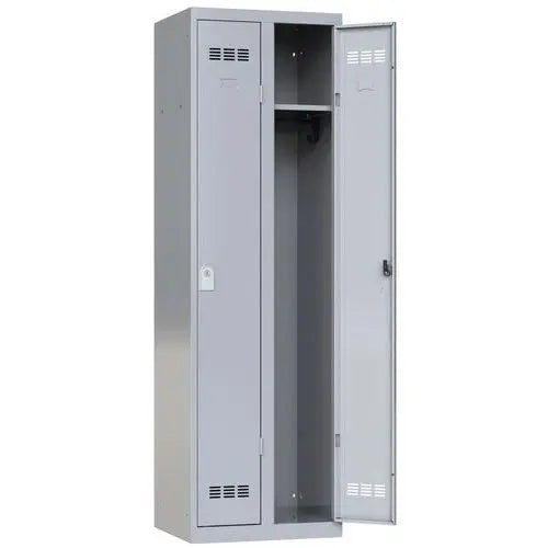Vestiaire pour 2 collaborateurs Vinco, coloris gris alu RAL 9006, fermeture à clé
