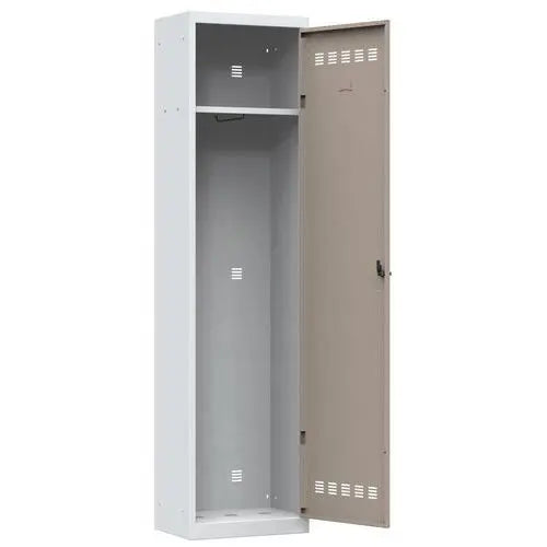Vestiaire peu profond pour local exigu, coloris porte taupe sur corps gris, fermeture à clé
