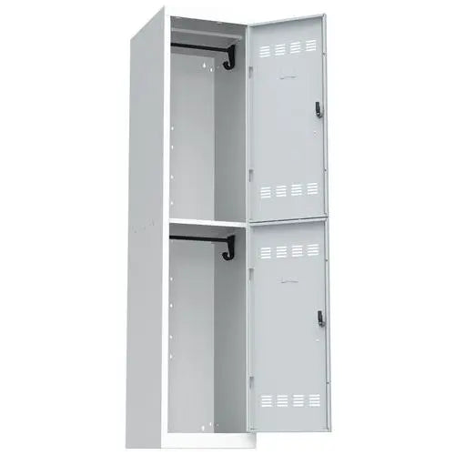 Vestiaire multicases 1 colonne de 400 mm, 2 cases portes gris clair, fermeture à clé