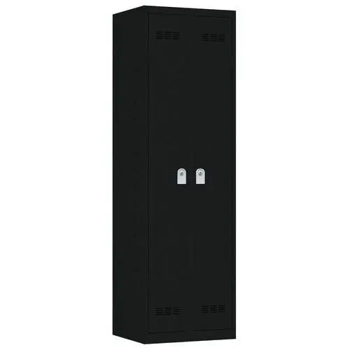 Armoire vestiaire 2 portes à demi-penderie, coloris noir RAL 9005, serrure à 2 clés