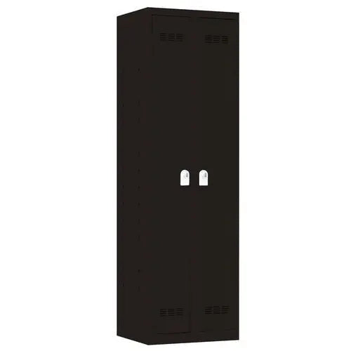 Armoire multiservices H 198 x L 60 cm, coloris noir RAL 9005, version à cadenas