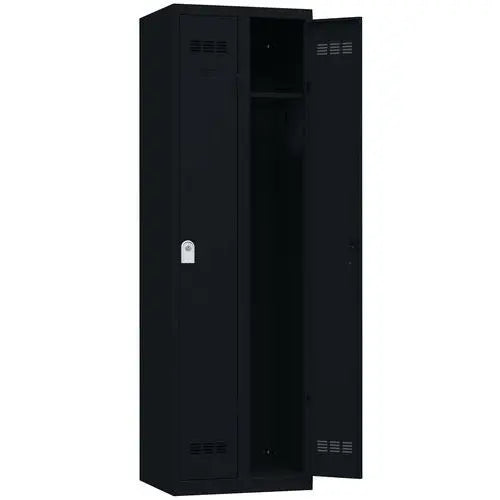 Vestiaire monobloc tertiaire 2 cases, coloris noir RAL 9005, fermeture à clé