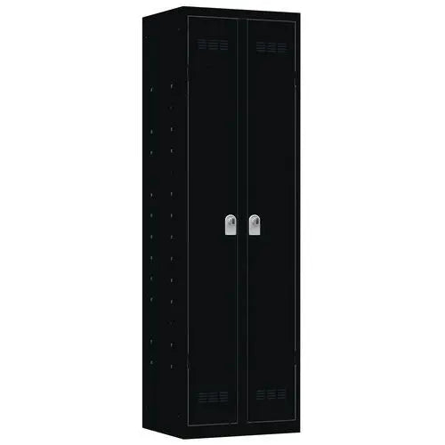 Armoire multiservices à tablettes réglables, coloris noir RAL 9005, version à cadenas