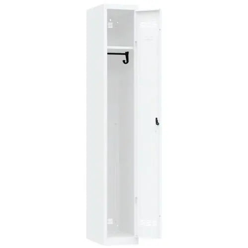Vestiaire individuel de bureau H 198 cm, coloris blanc RAL 9010, moraillon porte-cadenas