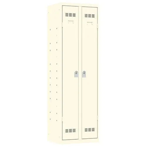 Armoire vestiaire multiservices 2 portes, coloris tout beige RAL 1015, serrure à 2 clés