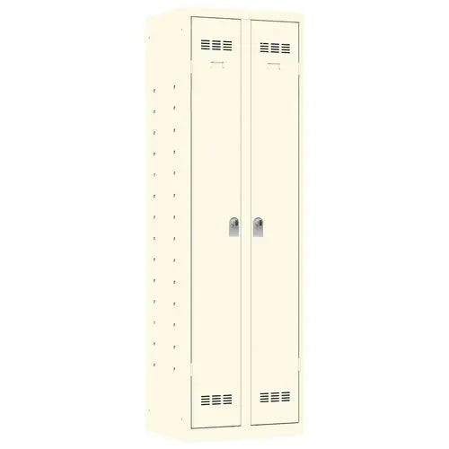 Armoire métallique avec crochets à balais, coloris tout beige RAL 1015, version à cadenas