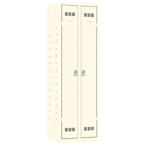 Armoire vestiaire multiservices avec penderie, coloris tout beige RAL 1015, serrure à 2 clés