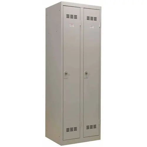 Vestiaire 2 colonnes gris clair à moraillon porte-cadenas, tôle acier 7/10e