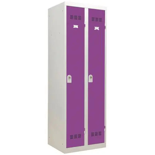 Vestiaire de club sportif 2 colonnes portes prune, version à cadenas
