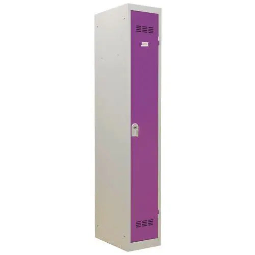 Vestiaire d'atelier étroit 300 mm, porte prune, fermeture à clé