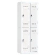 Vestiaire multicases 2 colonnes de 300 mm, 4 cases portes gris clair, fermeture à cadenas