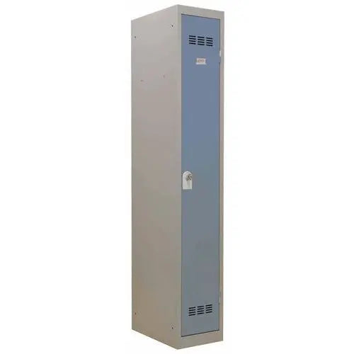 Vestiaire individuel métallique 1 place, porte bleu RAL 5014, moraillon porte-cadenas
