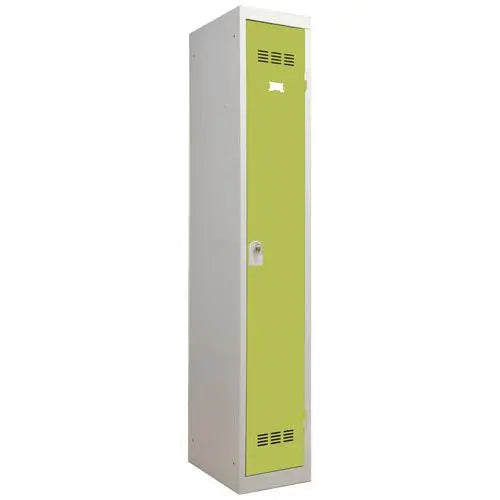 Casier vestiaire acier pour 1 personne, porte vert anis, moraillon porte-cadenas