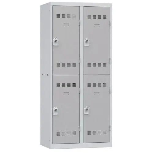 Vestiaire multicase monobloc 800 mm, 4 cases à portes gris clair, modèle à cadenas