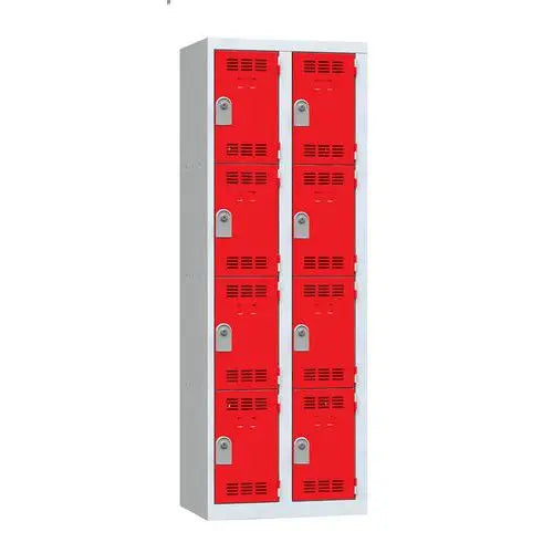 Casiers individuels en acier pour le personnel, 8 portes rouges, fermeture à clé