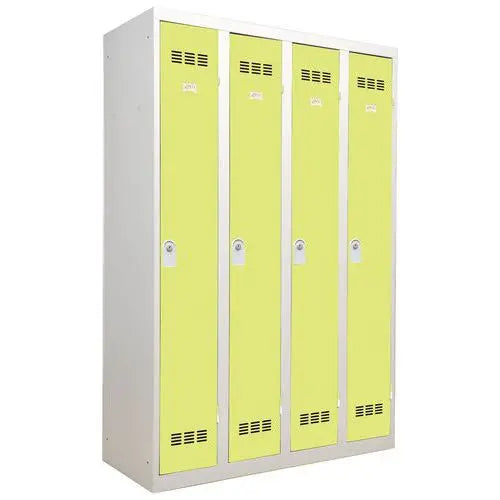 Vestiaire d'atelier pour 4 salariés Vinco, portes vert anis, fermeture à clé