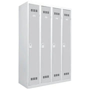 Vestiaire industrie propre 4 colonnes de 300 mm, portes gris clair RAL 7035, fermeture à clé