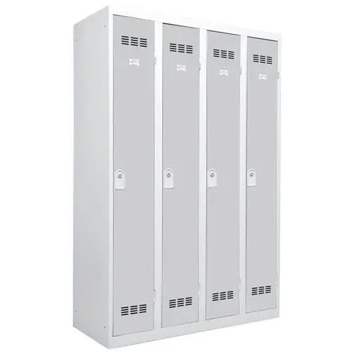 Vestiaire industrie propre 4 colonnes de 300 mm, portes gris clair RAL 7035, fermeture à clé