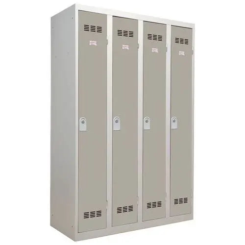 Grand vestiaire du personnel 4 colonnes, portes taupe basalte, fermeture à clé