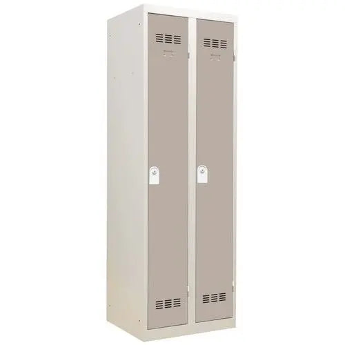 Vestiaire industrie propre Vinco 2 colonnes, portes taupe basalte, modèle à clé