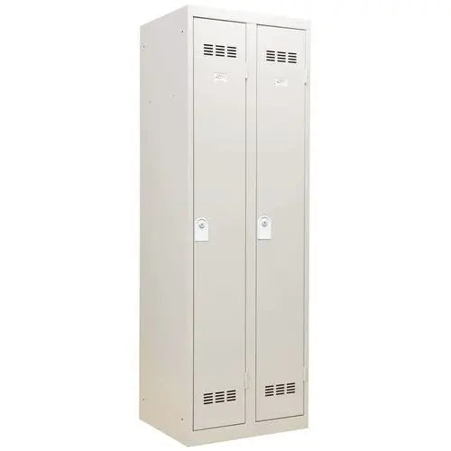 Vestiaire industrie propre 2 colonnes de 300 mm, corps et portes gris clair RAL 7035, fermeture à clé