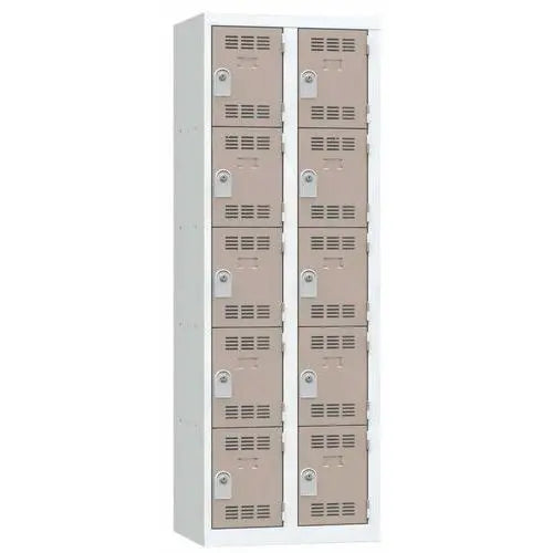 Vestiaire multicases Vinco 2 colonnes 600 mm, 10 casiers portes taupe