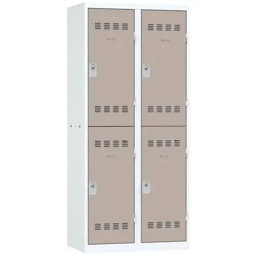 Consigne métallique 4 casiers individuels portes taupe, 2 x 400 mm, à clé