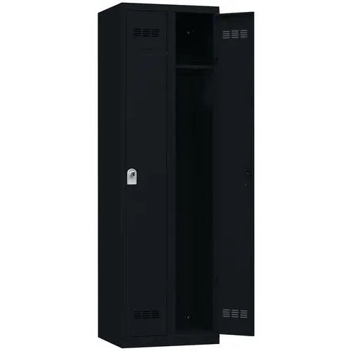 Vestiaire de bureau largeur 600 mm, coloris noir RAL 9005, moraillon porte-cadenas