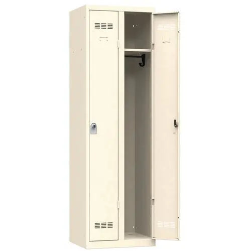 Vestiaire double de bureau H 198 cm, coloris beige RAL 1015, moraillon porte-cadenas