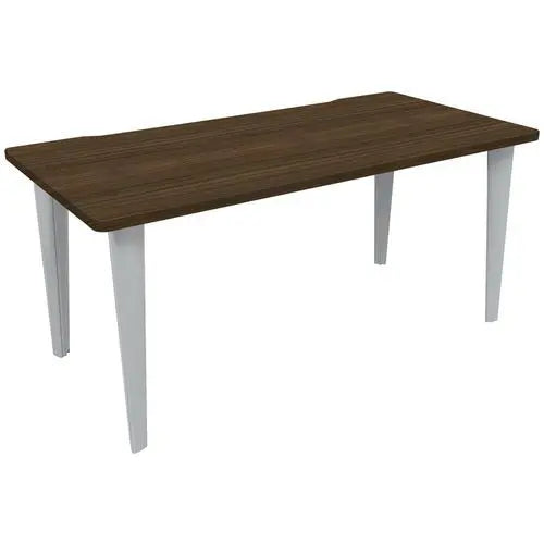 Bureau de mairie 120 x 80 cm au plateau noyer et à la structure aluminium RAL 9006