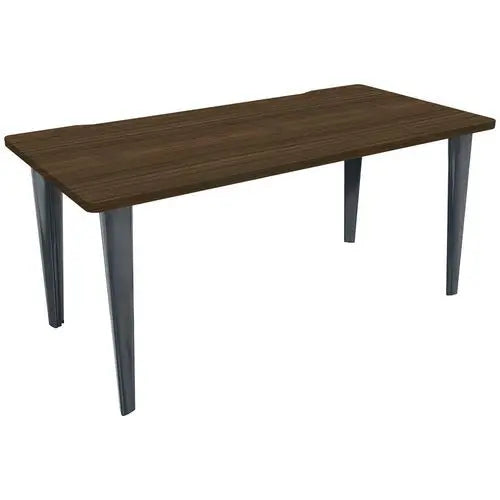 Bureau professionnel 140 x 80 cm, plateau mélaminé noyer de 30 mm et piètement acier anthracite RAL 7016