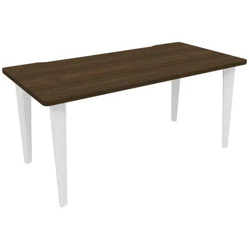 Bureau de mairie 140 x 80 cm au plateau noyer et à la structure blanc RAL 9010