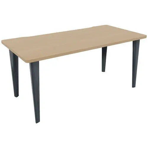 Bureau individuel droit 160 x 80 cm plateau chêne angles arrondis, pieds anthracite RAL 7016