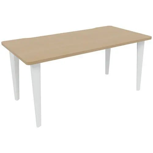 Bureau d'entreprise 160 x 80 cm en mélaminé chêne, piètement peint blanc RAL 9010
