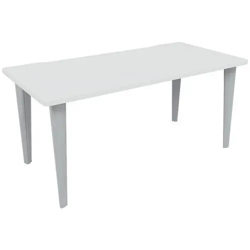 Poste de travail droit 160 x 80 cm finition blanc, pieds métal aluminium RAL 9006 avec montée de câbles
