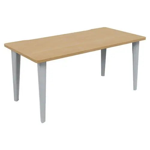 Bureau droit 160 x 80 cm plateau chêne sur 4 pieds aluminium RAL 9006