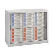 Armoire à rideaux 56 tiroirs, corps gris clair RAL 7035 et tiroirs gris clair RAL 7035