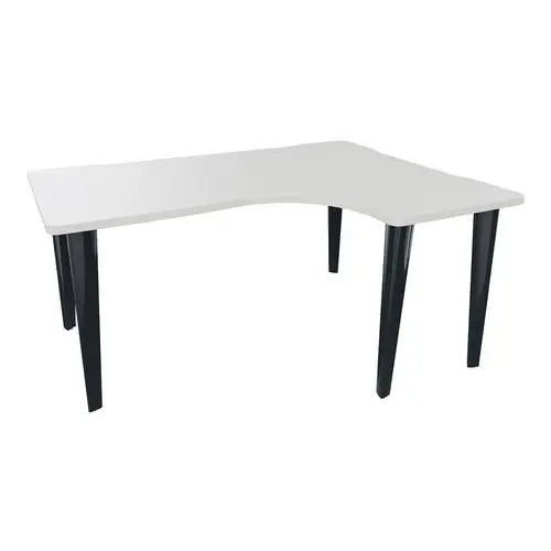 Bureau compact retour à droite 160 x 120 cm, finition blanc et pieds peints anthracite RAL 7016