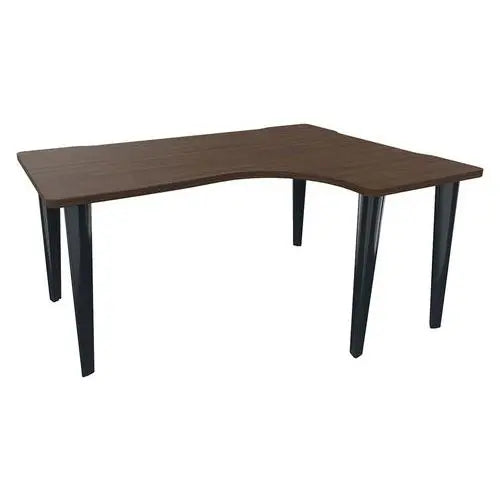 Bureau compact asymétrique retour à droite 160 x 120 cm, plateau noyer, pieds anthracite RAL 7016