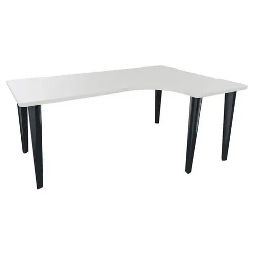 Bureau compact asymétrique retour à droite 180 x 120 cm, plateau blanc, pieds anthracite RAL 7016