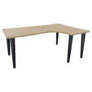 Bureau compact asymétrique retour à droite 180 x 120 cm, plateau chêne, pieds anthracite RAL 7016