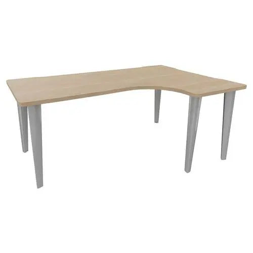 Bureau compact retour à droite 180 x 120 cm, finition chêne et pieds peints aluminium RAL 9006