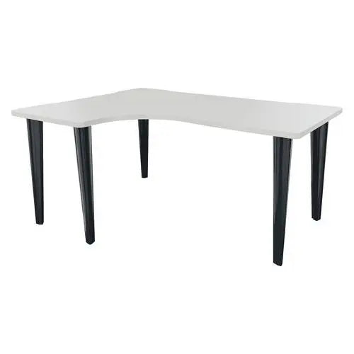 Bureau compact retour à gauche 160 x 120 cm, finition blanc et pieds peints anthracite RAL 7016