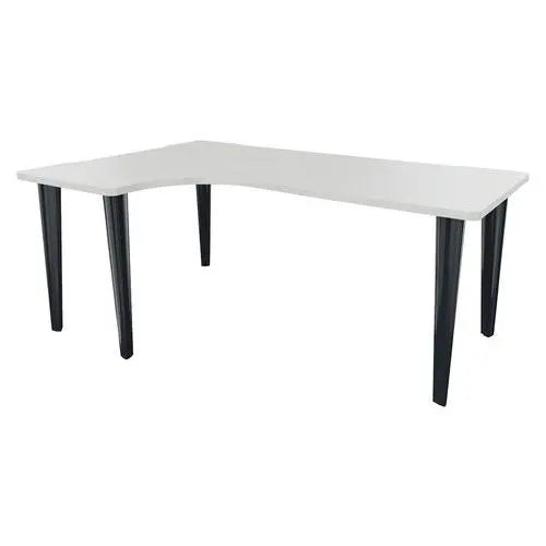Bureau compact asymétrique retour à gauche 180 x 120 cm, plateau blanc, pieds anthracite RAL 7016